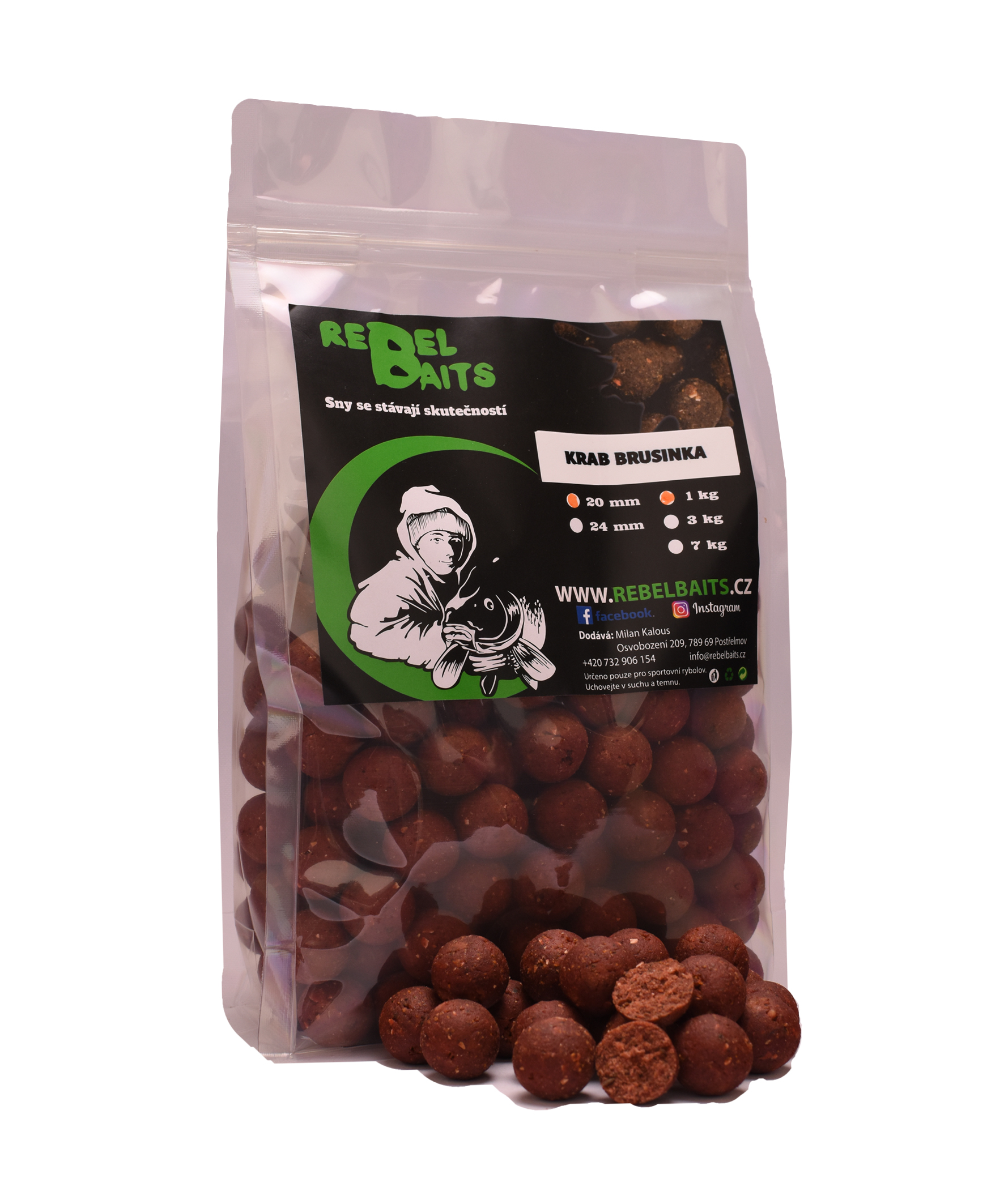 Boilies Krab Brusinka 1 kg